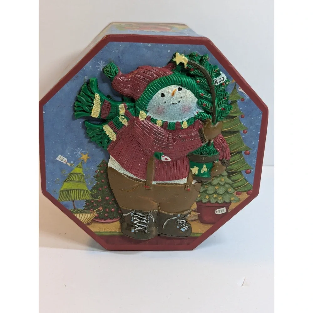 The‎ Lindy Bowman Company 3D Octogon Snowman Tree Christmas Box Vintage
